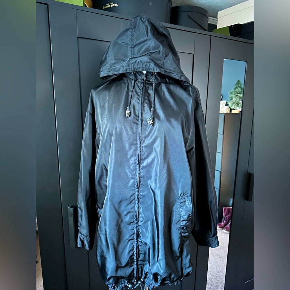 Prada Vintage Hooded Nylon Black Jacket Large